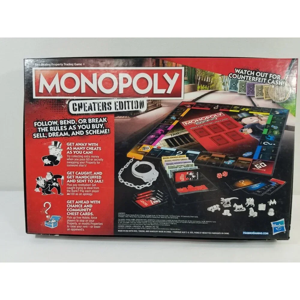 Hasbro Monopoly Game Cheaters Edition Board Game Complete 2018